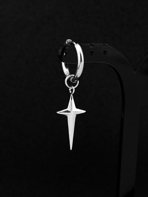 Fashionable and Popular Men Star Decor Drop Earrings Stainless Steel Punk Hip Pop Style for Jewelry Gift and for a Stylish Look SILVER HOOP EARRINGS